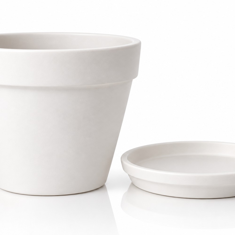 Beyaz Seramik Saksı 16 cm